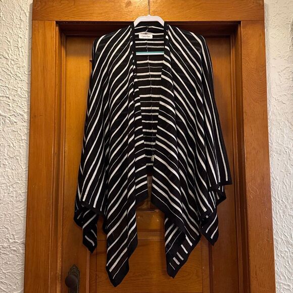 Calvin Klein Black White Striped Shawl Women’s One Size - Picture 1 of 6